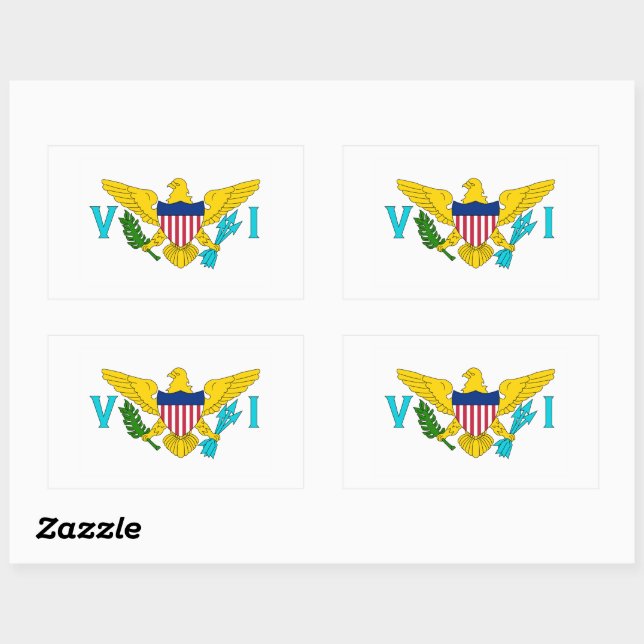 Sticker Rectangulaire Drapeau des îles Vierges américaines (Feuille)