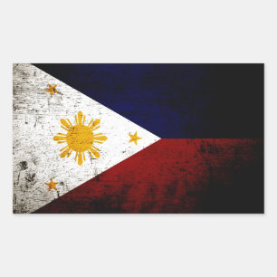 Sticker Rectangulaire Drapeau des Philippines noires
