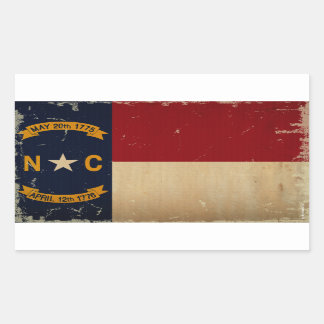 Sticker Rectangulaire Drapeau d'état de Caroline du Nord VINTAGE.