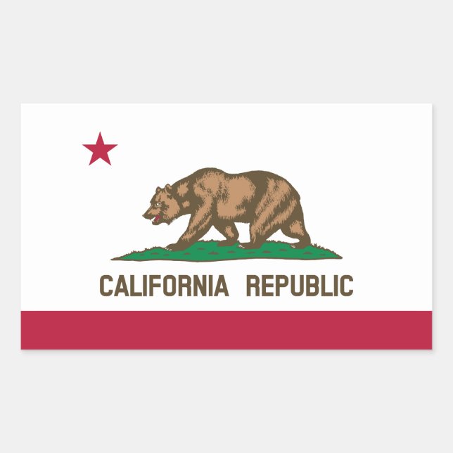 Sticker Rectangulaire Drapeau d'État de la République de Californie (Devant)