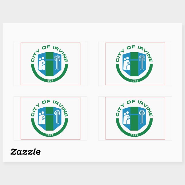Sticker Rectangulaire Drapeau d'Irvine, Californie (Feuille)