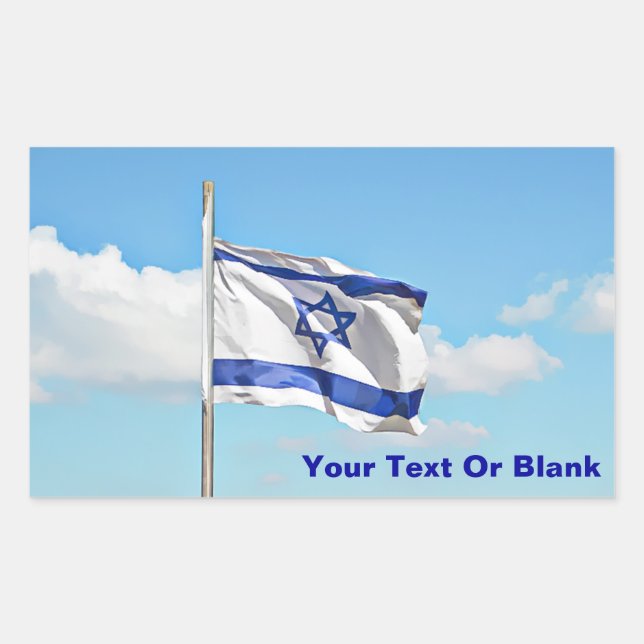 Sticker Rectangulaire Drapeau D'Israël (Devant)