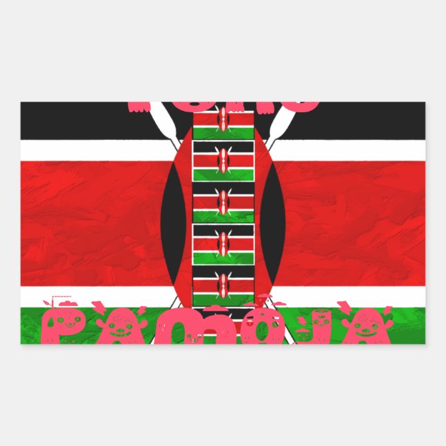 Sticker Rectangulaire Drapeau du Kenya : Tuko Pamoja - Design d'art de l (Devant)