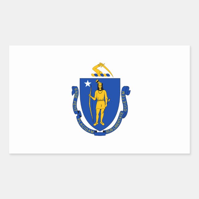Sticker Rectangulaire Drapeau du Massachusetts (Devant)