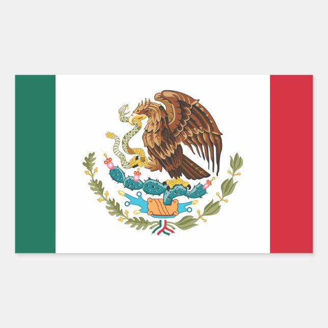 Sticker Rectangulaire Drapeau du Mexique - Drapeau du Mexique - Bandera  (Devant)