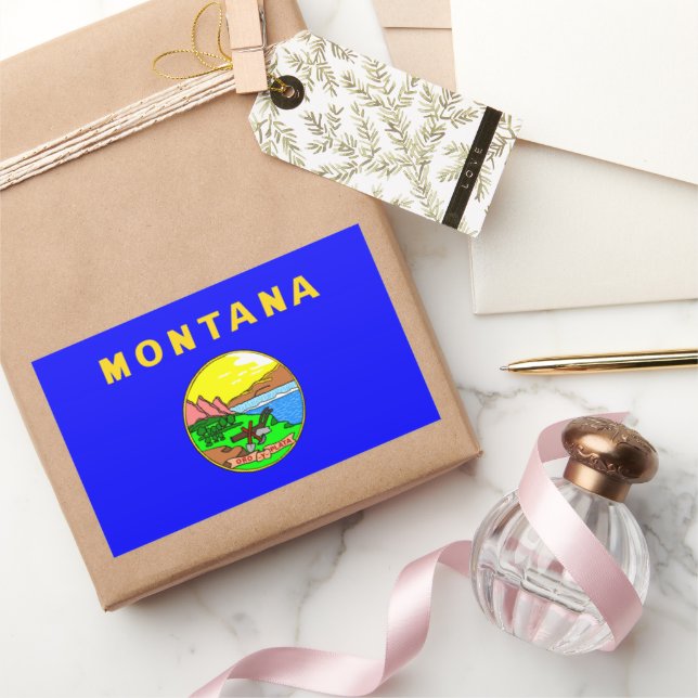 Sticker Rectangulaire Drapeau du Montana, Big Sky Country (Cadeaux)