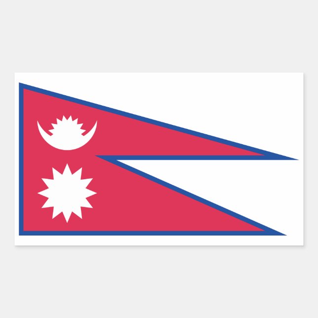 Sticker Rectangulaire Drapeau du Népal (Devant)
