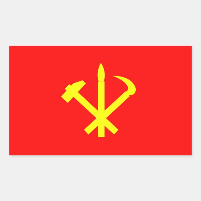 Sticker Rectangulaire Drapeau du Parti des travailleurs de Corée (Devant)