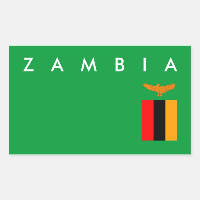 Sticker Rectangulaire drapeau du pays de la zambie symbole de nation nom (Devant)