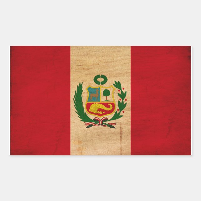 Sticker Rectangulaire Drapeau du Pérou (Devant)