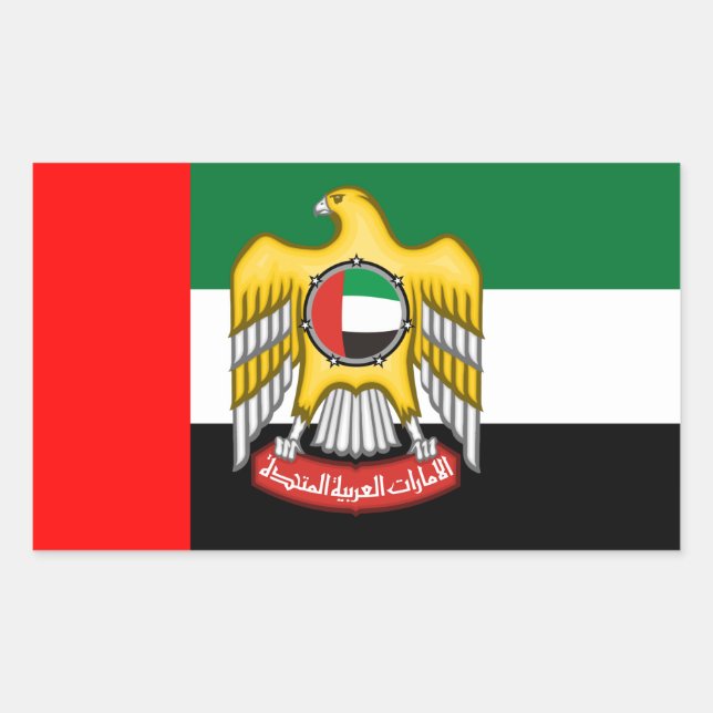 Sticker Rectangulaire Drapeau émirati & Emblem, Drapeau émirati (Devant)