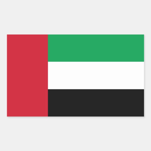 Sticker Rectangulaire Drapeau Émirats arabes unis/Émirien (Devant)