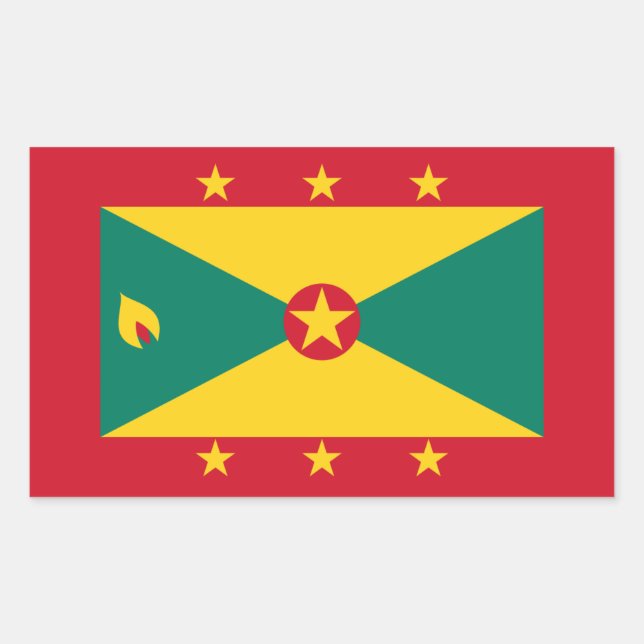 Sticker Rectangulaire Drapeau Grenadien, Drapeau Grenade (Devant)