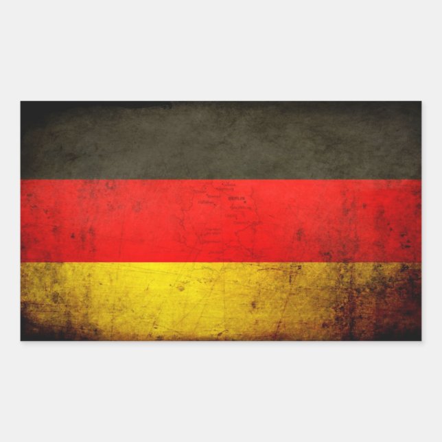 Sticker Rectangulaire Drapeau grunge 1 de l'Allemagne (Devant)