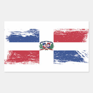 Sticker Rectangulaire Drapeau grunge de la République Dominicaine