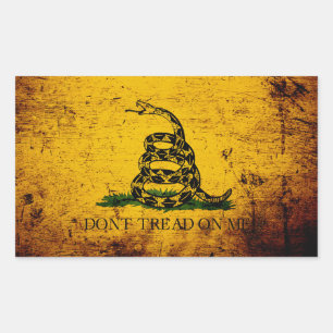 Sticker Rectangulaire Drapeau grunge noir de Gadsden
