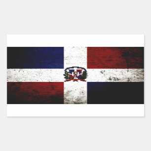 Sticker Rectangulaire Drapeau grunge noir de la République Dominicaine