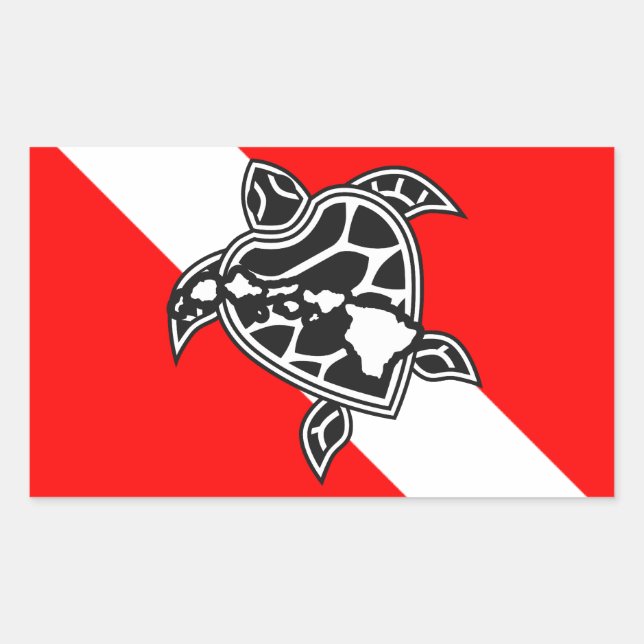 Sticker Rectangulaire Drapeau Hawaii Turtle Dive (Devant)