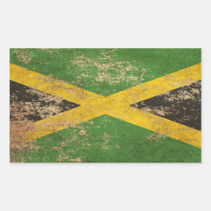 Sticker Rectangulaire Drapeau jamaïcain vintage âgé rugueux