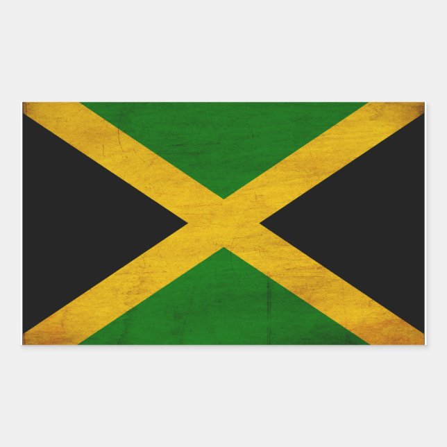 Sticker Rectangulaire Drapeau Jamaïque (Devant)