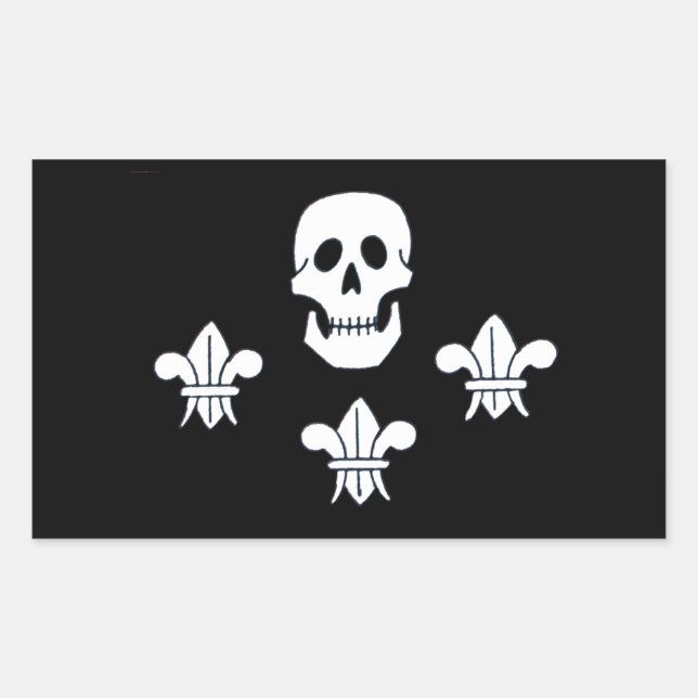 STICKER RECTANGULAIRE DRAPEAU JOLLY ROGER ET TROIS LIEUX (Devant)