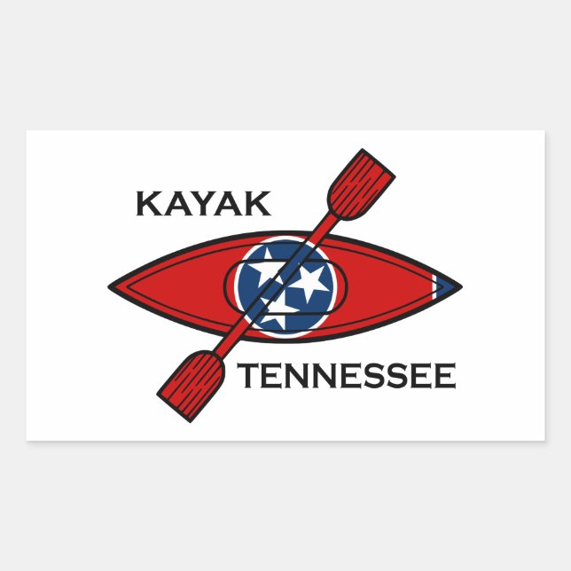 Sticker Rectangulaire Drapeau Kayak Tennessee (Devant)