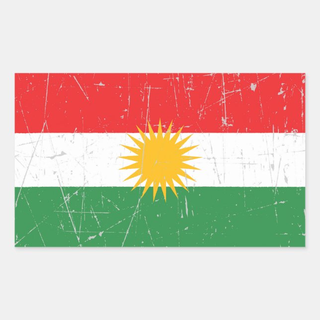 Sticker Rectangulaire Drapeau kurde griffé (Devant)