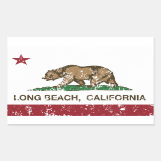 Sticker Rectangulaire Drapeau Long Beach California Republic