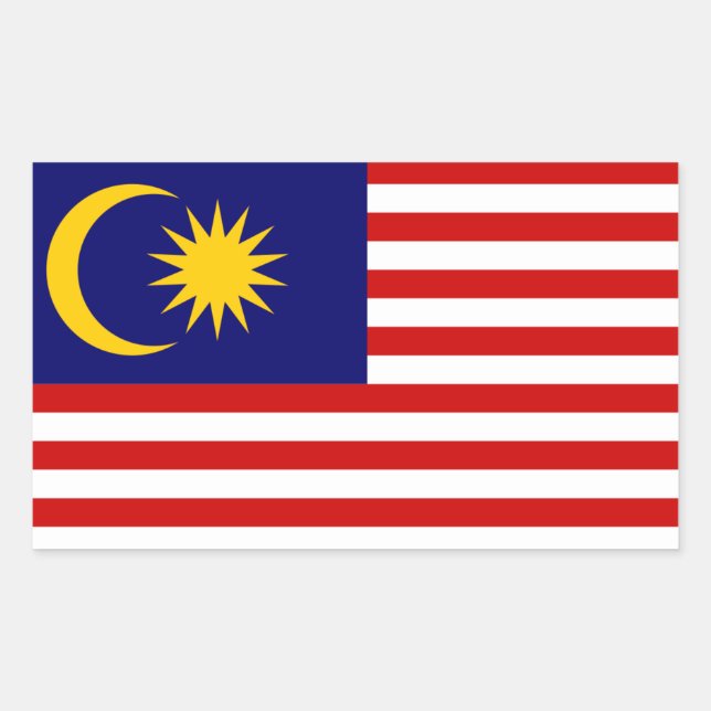 Sticker Rectangulaire Drapeau malaisien, Drapeau de Malaisie (Devant)