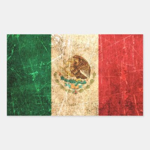 Sticker Rectangulaire Drapeau mexicain Vintage rayé et usé