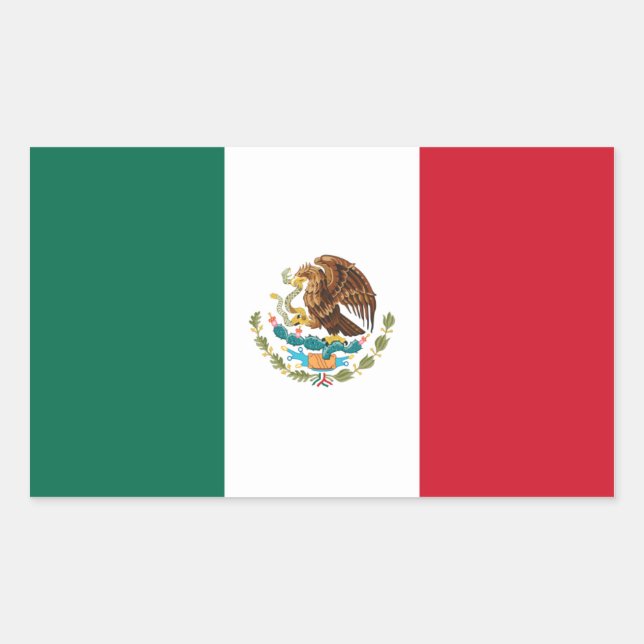 Sticker Rectangulaire Drapeau Mexique/Mexique (Devant)