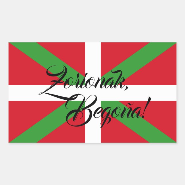 Sticker Rectangulaire Drapeau national basque traditionnel Ikurriña : (Devant)