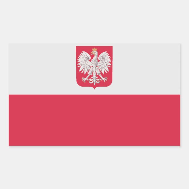 Sticker Rectangulaire Drapeau national de la Pologne (Devant)