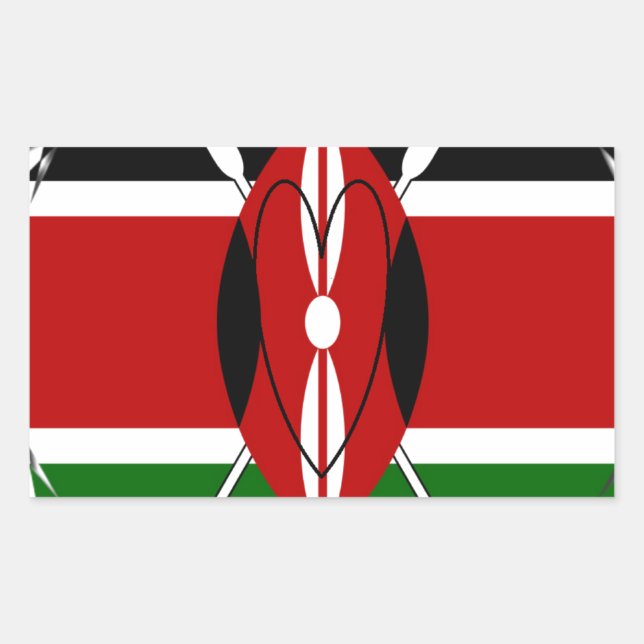 Sticker Rectangulaire Drapeau national de la République du Kenya Noir ro (Devant)