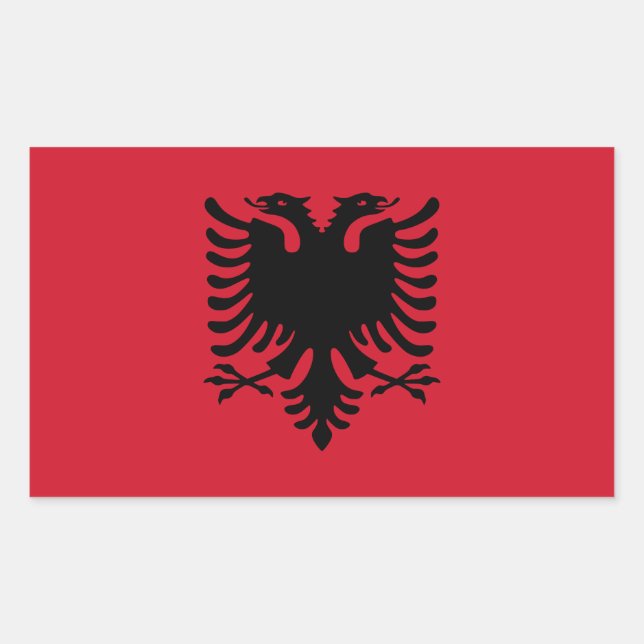 Sticker Rectangulaire Drapeau national de l'Albanie (Devant)
