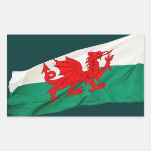 Sticker Rectangulaire Drapeau national du Pays de Galles, Le Dragon Roug