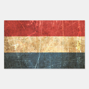 Sticker Rectangulaire Drapeau néerlandais Vintage rayé et usé