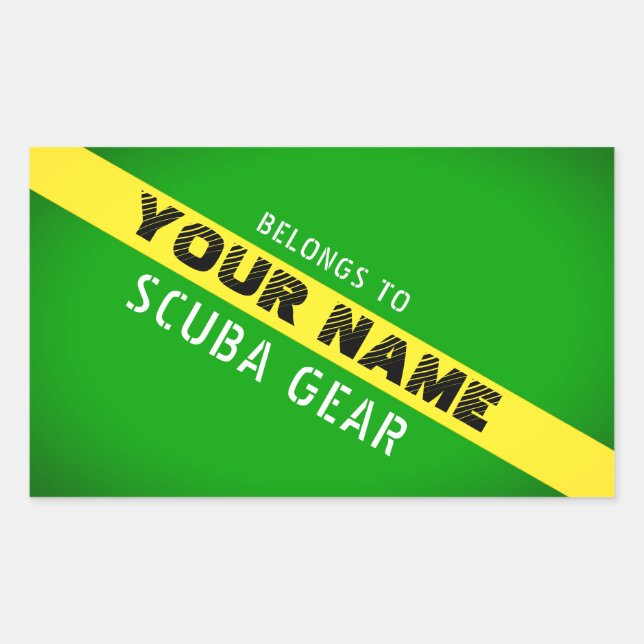 STICKER RECTANGULAIRE DRAPEAU NITROX. MARQUE ÉQUIPEMENT AVEC NOM PERSONN (Devant)
