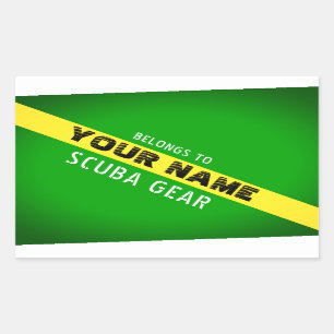 STICKER RECTANGULAIRE DRAPEAU NITROX. MARQUE ÉQUIPEMENT AVEC NOM PERSONN