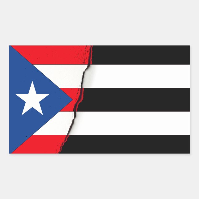 Sticker Rectangulaire Drapeau noir et blanc de l'indépendance de Porto R (Devant)