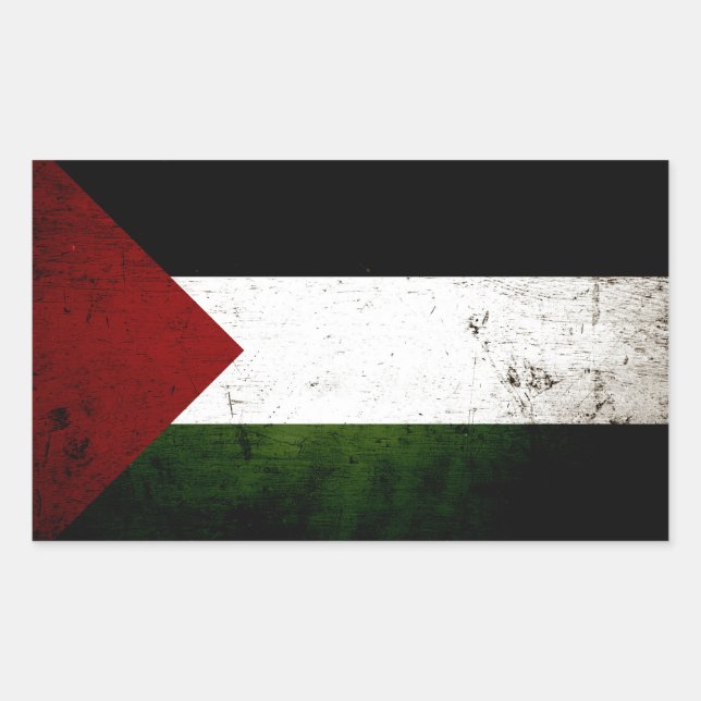 Sticker Rectangulaire Drapeau noir Grunge Palestine (Devant)
