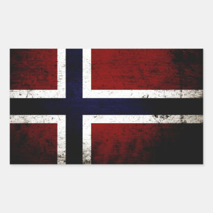 Sticker Rectangulaire Drapeau norvégien noir Grunge