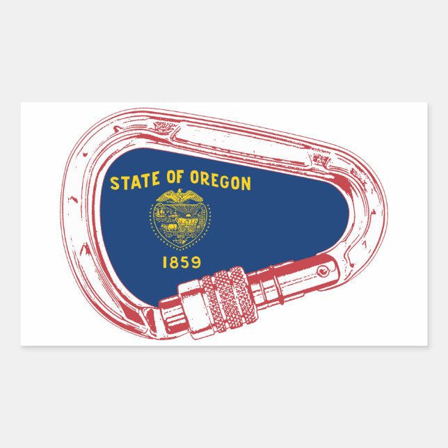 Sticker Rectangulaire Drapeau Oregon Escalade carabiner (Devant)
