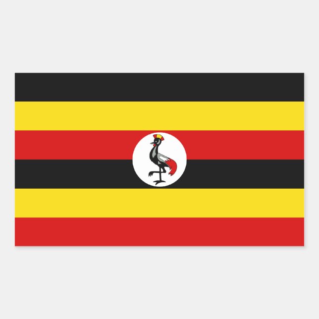 Sticker Rectangulaire Drapeau Ouganda/Ouganda (Devant)