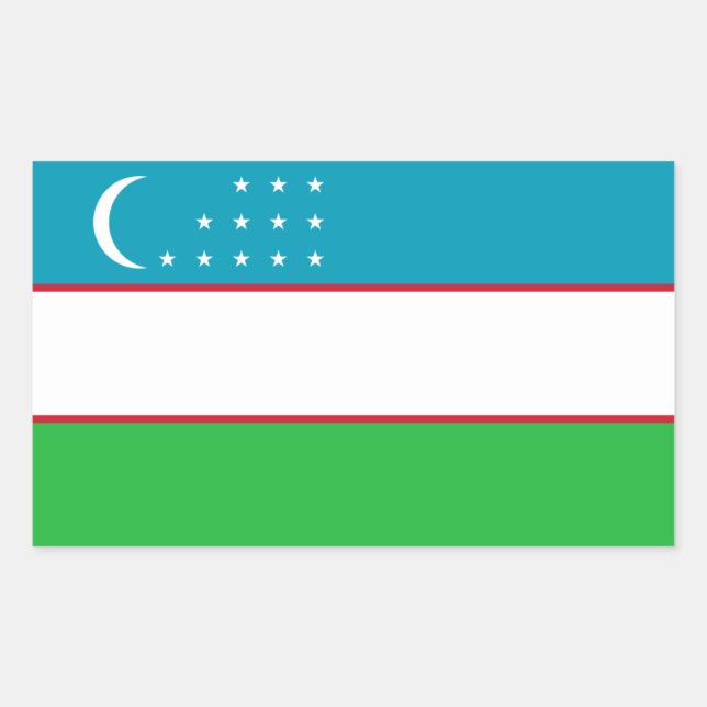 Sticker Rectangulaire Drapeau ouzbek/ouzbek/ouzbek (Devant)
