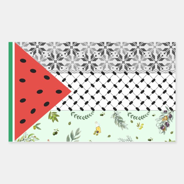 Sticker Rectangulaire Drapeau palestinien (Devant)
