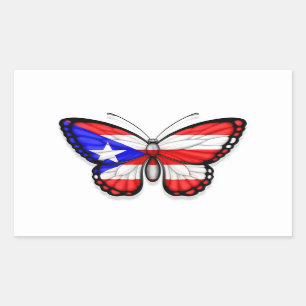 Sticker Rectangulaire Drapeau papillon Porto Rico