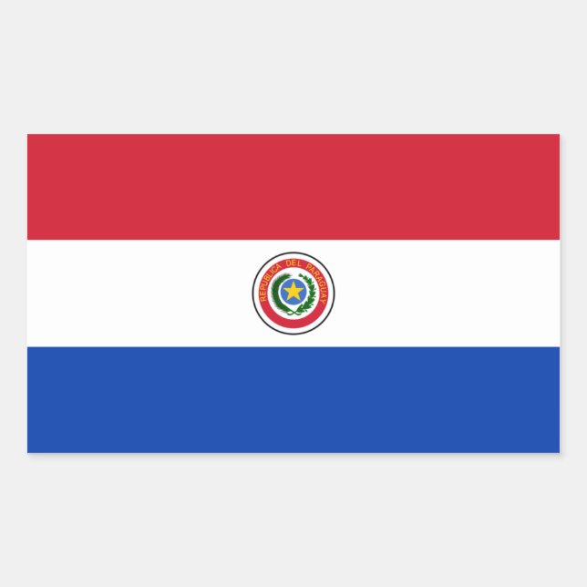 Sticker Rectangulaire Drapeau Paraguay/Paraguay (Devant)