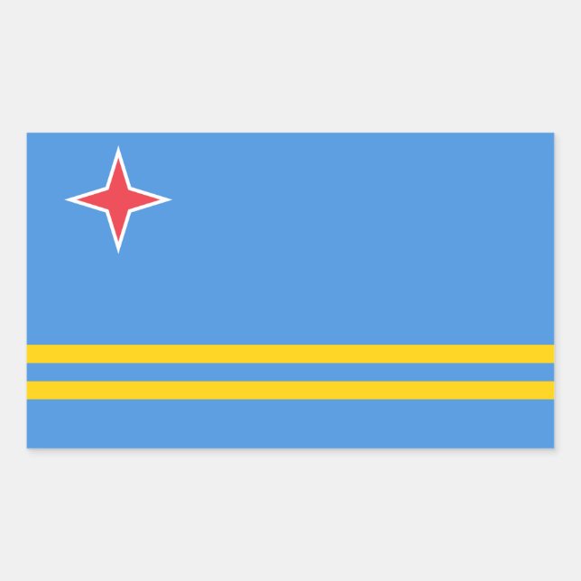 Sticker Rectangulaire Drapeau Patriotique Aruba (Devant)