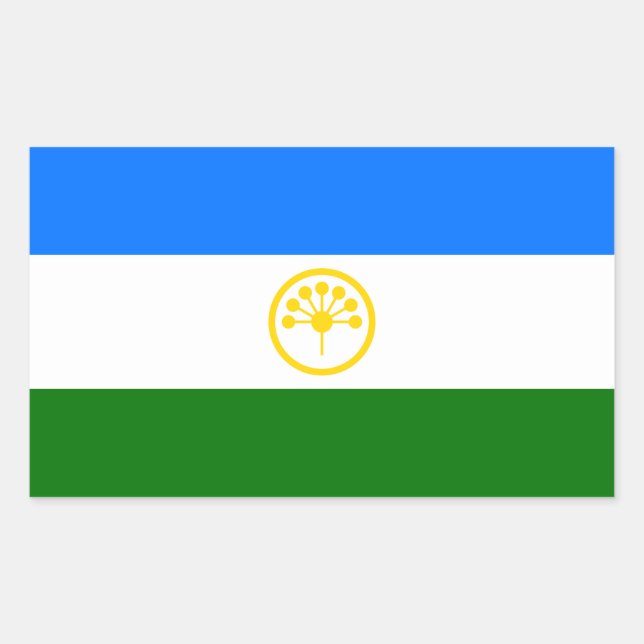 Sticker Rectangulaire Drapeau patriotique Bachkortostan (Devant)